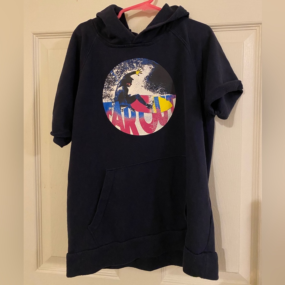 Old Navy Short Sleeve Terry Hoodie- Far Out Size L 10-12